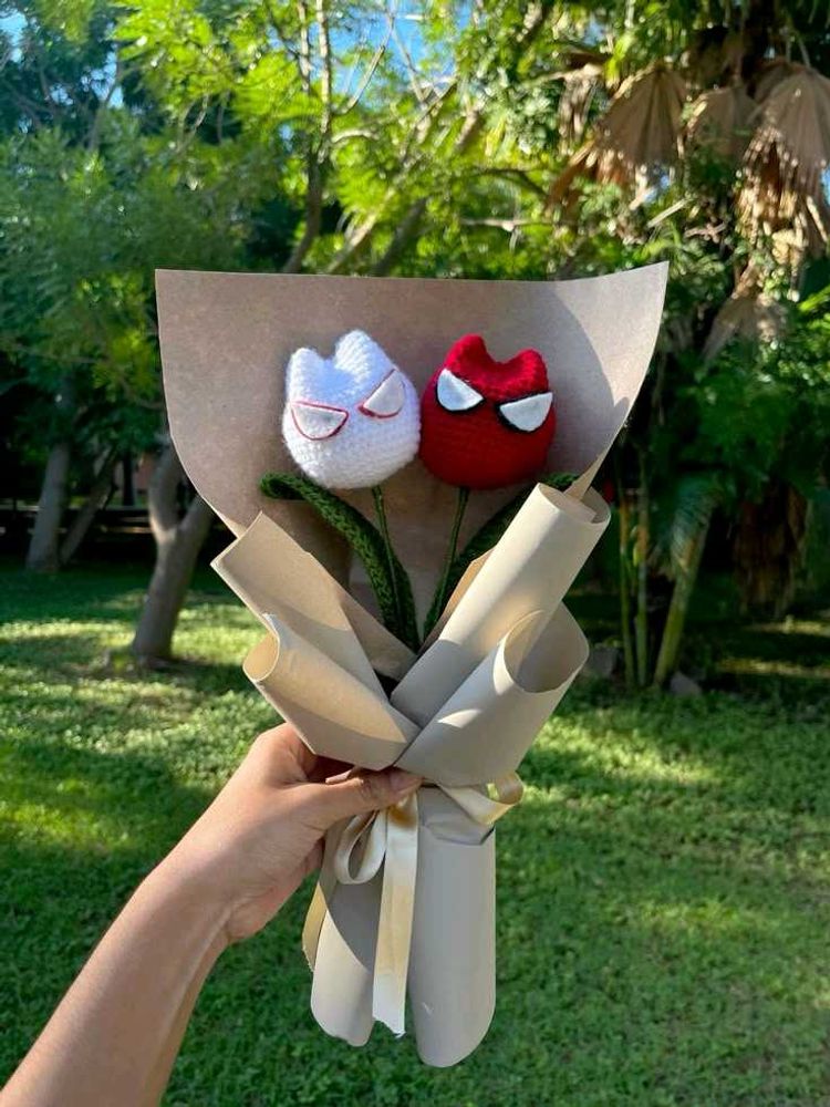 Crocheted Spiderman &amp; Venom Tulip
