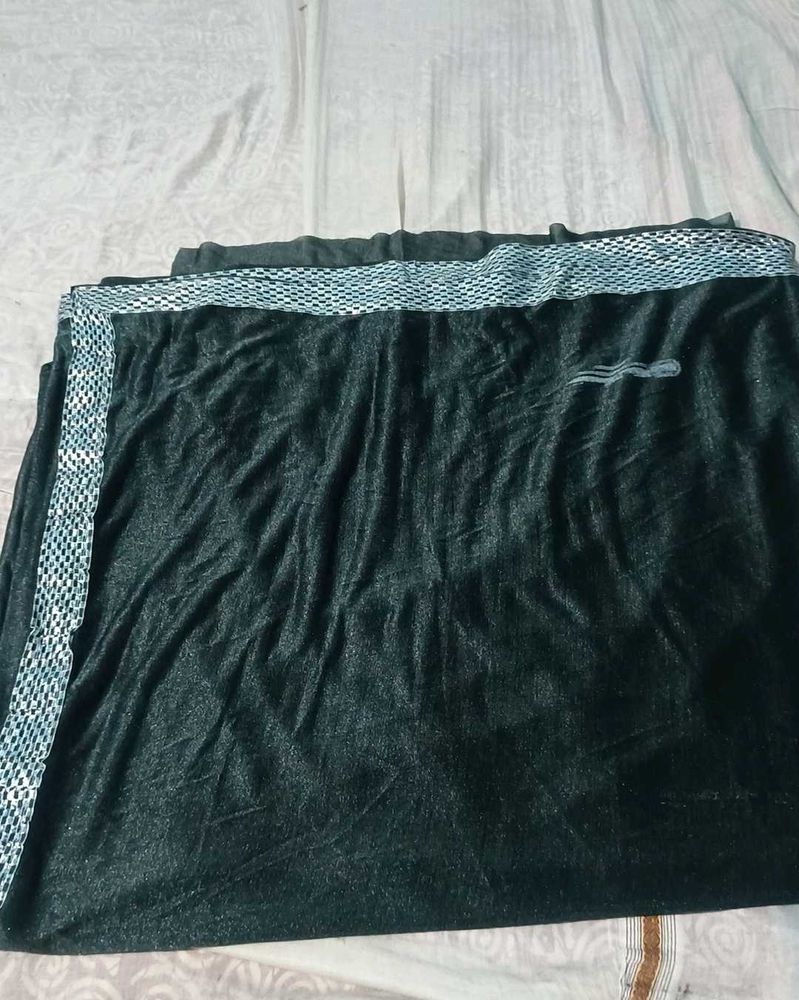Title: Black Stylish Saree with Silver Border ,New