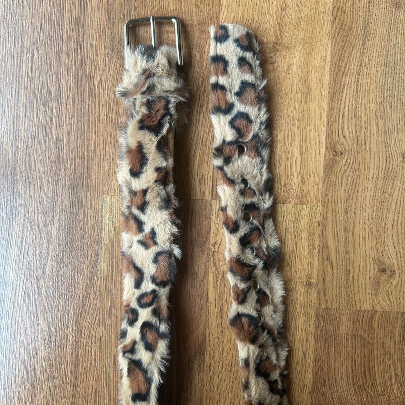 Faux Fur Leopard Print Belt