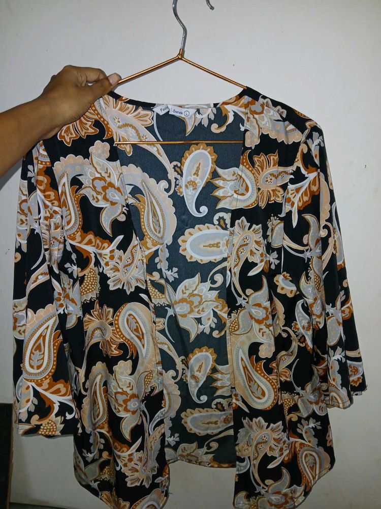 Stylish Paisley Print Open Front Cardigan