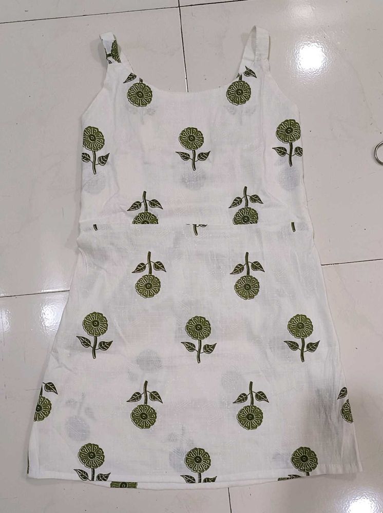 White short Kurti with Floral Print