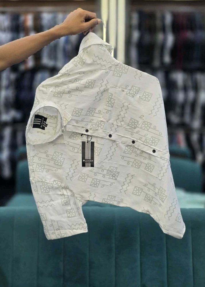 Stylish White Printed Men's Shirt