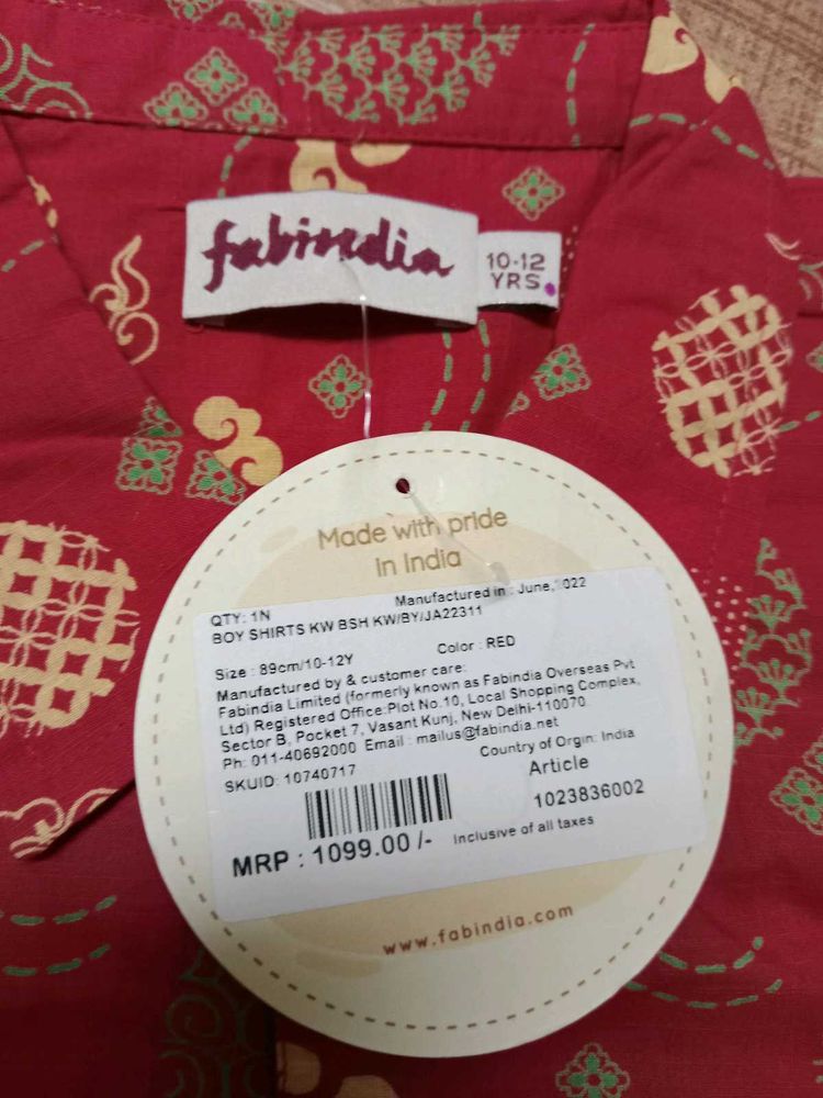 Fab india red printed casual shirts