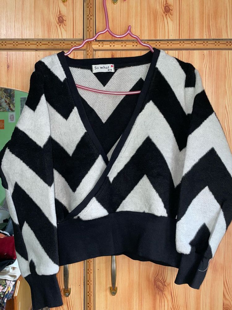 Chevron Knit Wrap Top