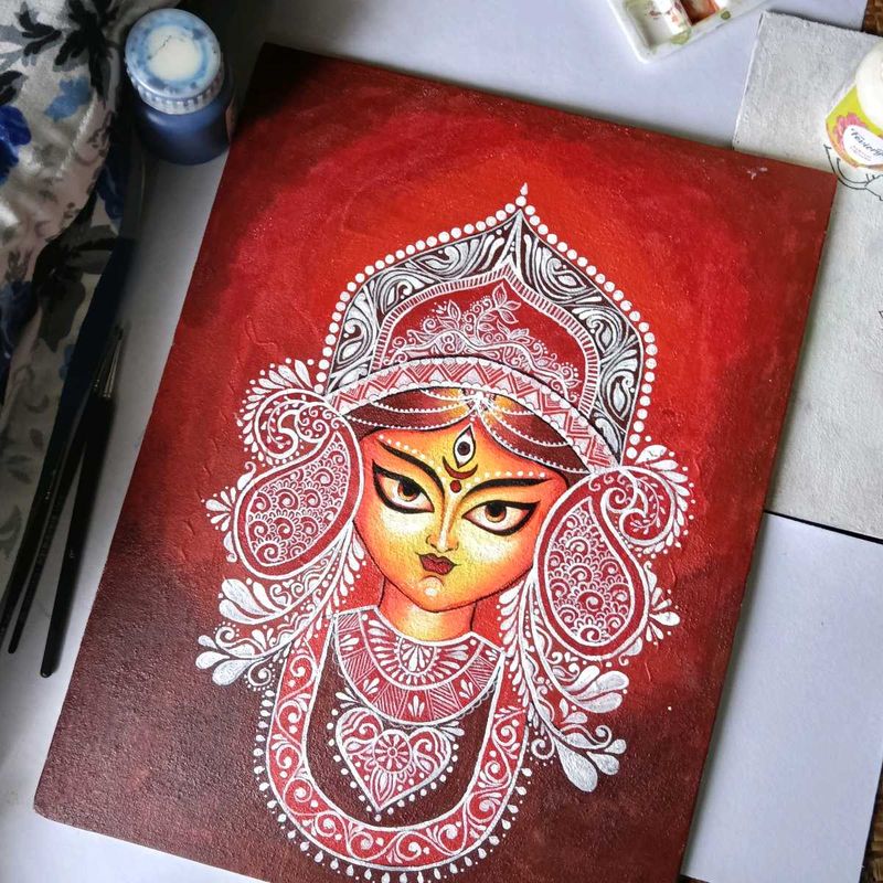 Handmade Goddess Durga Painting