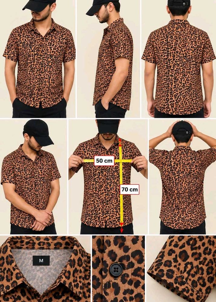 Men's Leopard Print Short Sleeve Shirt