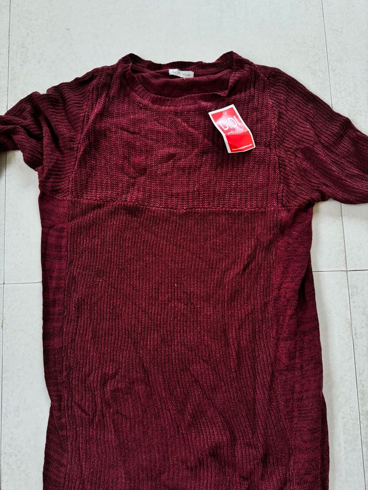 Maroon Knit Sweater dress