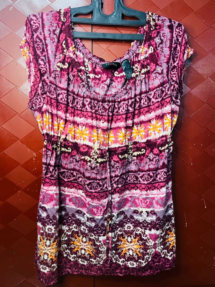Boho Print Elasticated Waist Top