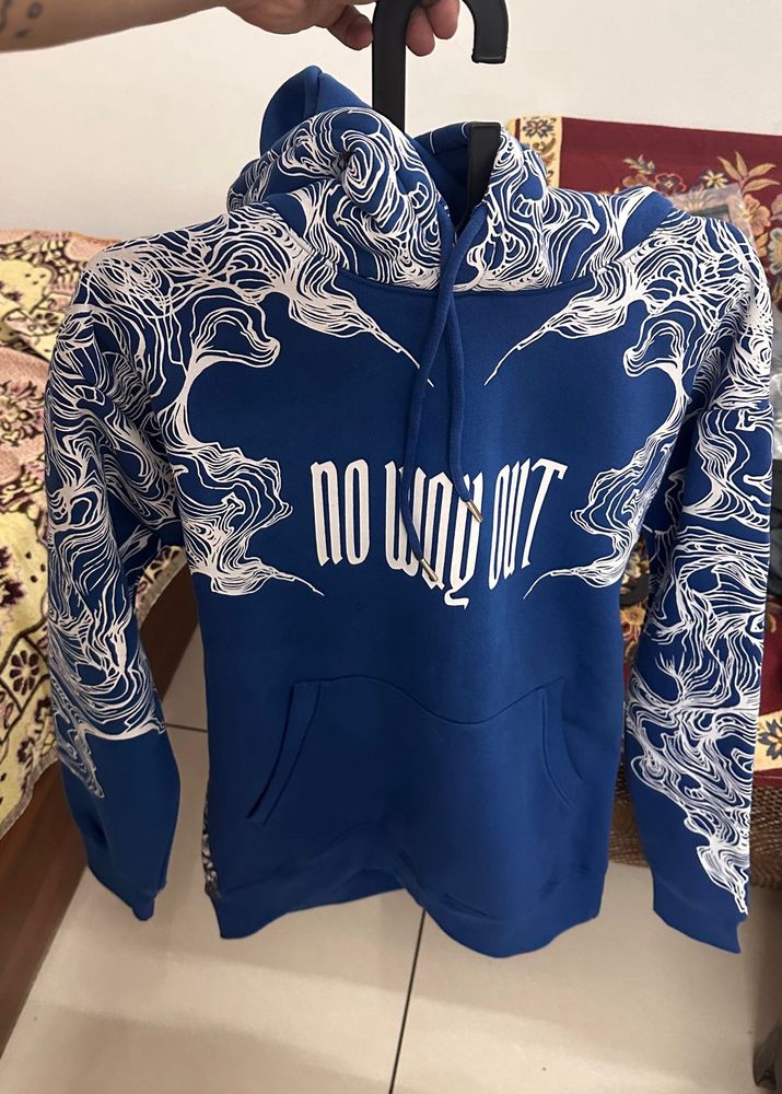 Blue Graphic Print Hoodie