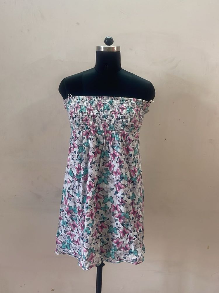 Floral Smocked Tube Dress