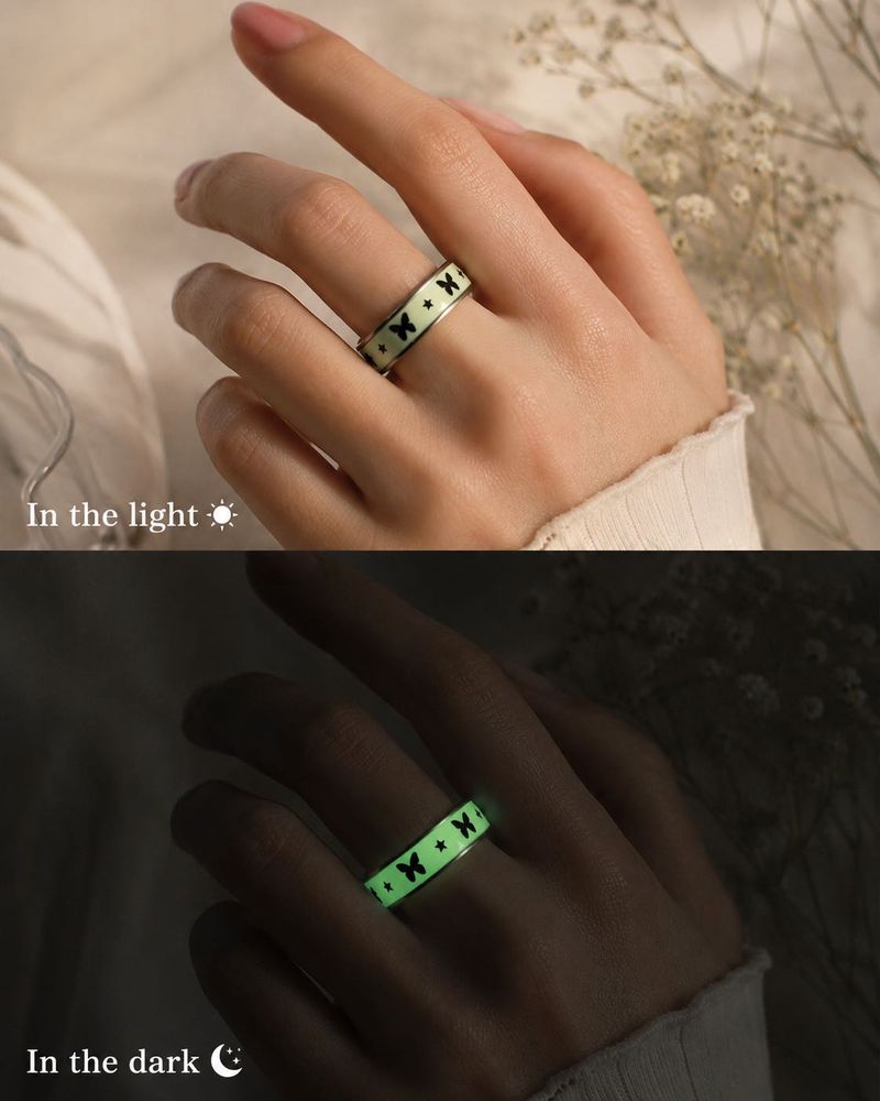 Cute Butterfly &amp; Star Glow In the Dark Unisex Ring