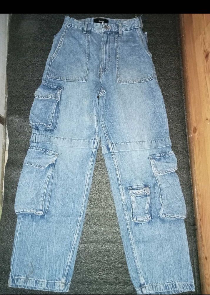 🚨saleBershka Denim Blue Cargo Jeans