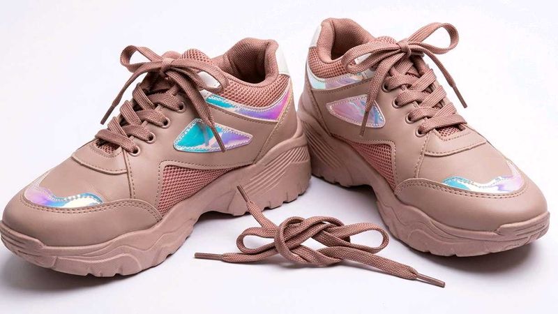 Chunky Pink Holographic Sneakers