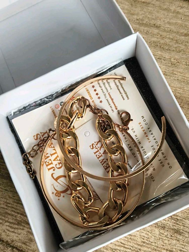 Chunky Gold Chain Bracelet Set