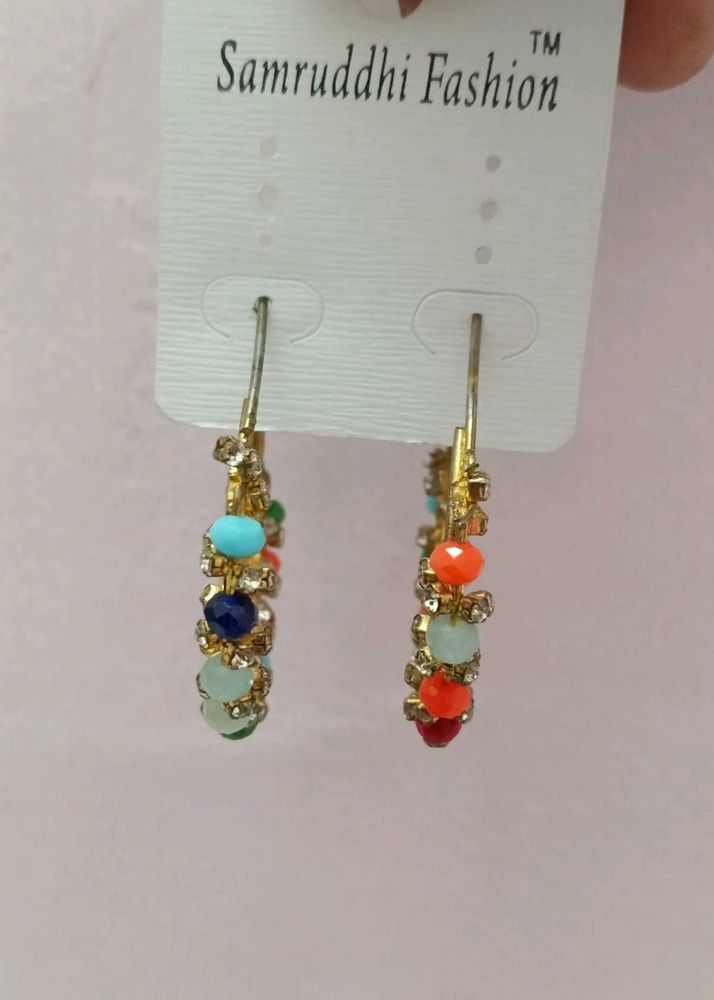 Colorful Beaded Hoop Earrings