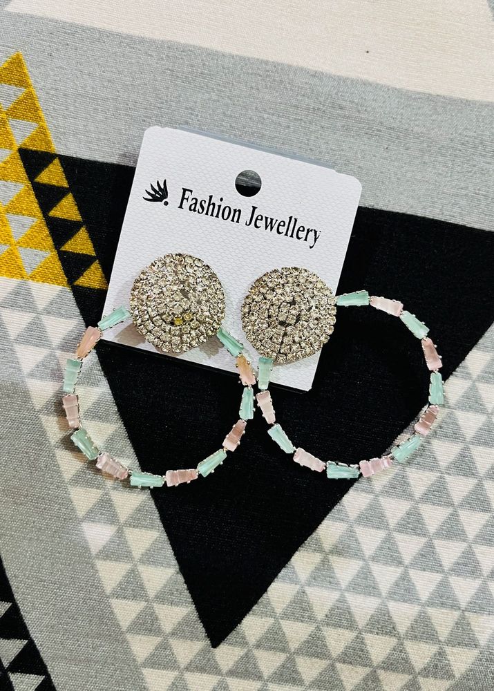 Fashionable Crystal Hoop Earrings newwdtag