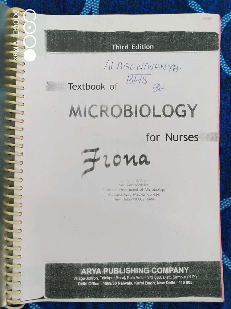 Microbiology For Nurses- Xerox Book Spiral Binded
