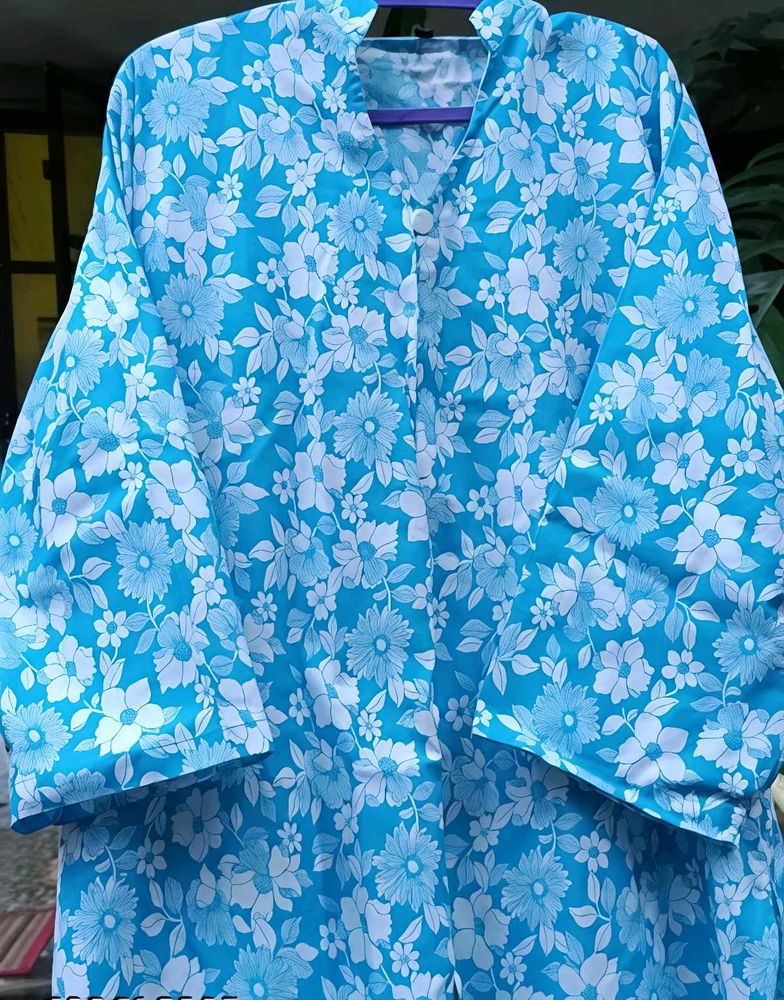 Blue Floral Print Kurta