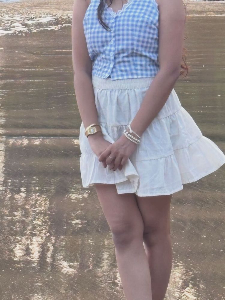 White Tiered Ruffle Skirt