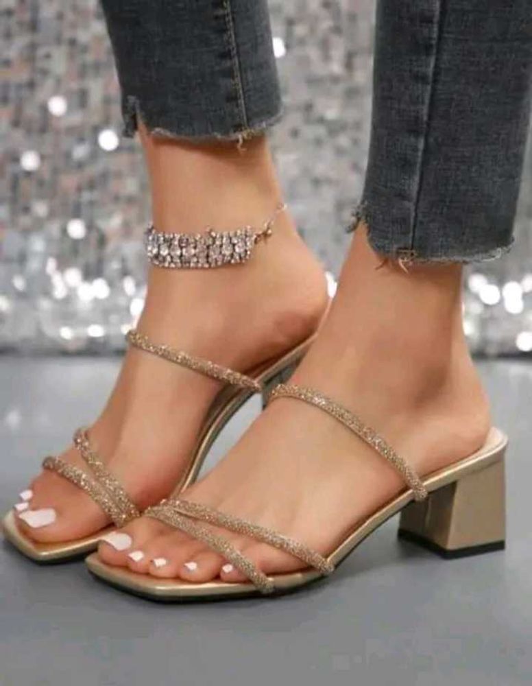Sparkly Block Heels Sandals