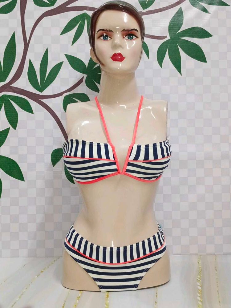 (812)Striped Bikini Set