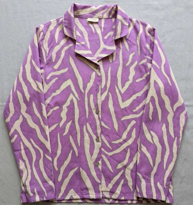 Purple Zebra Print Button-Up Shirt