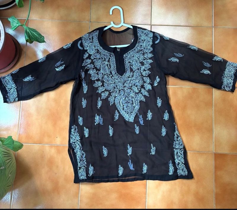 Elegant Black Chikankari Kurta
