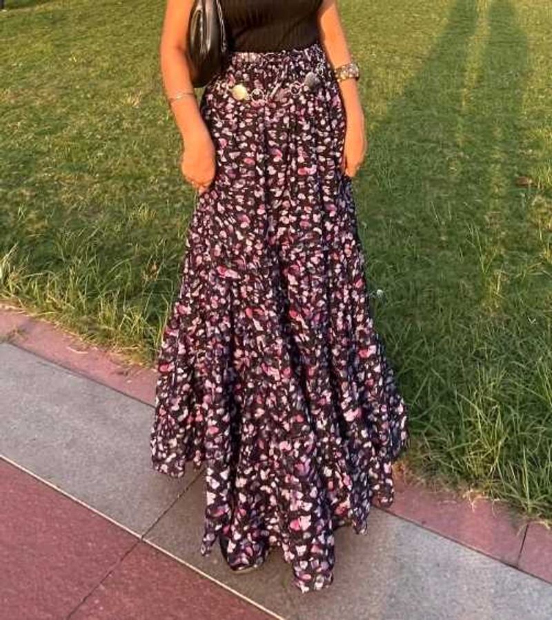 Bohemian Floral Tiered Maxi Skirt