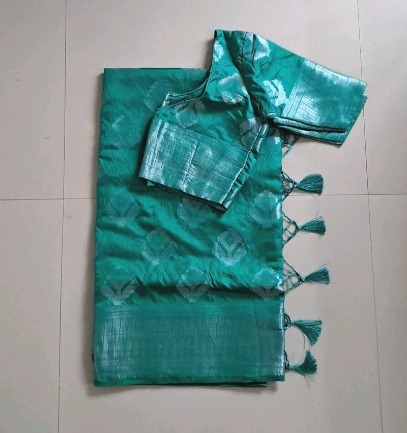 Teal Saree with Blouse