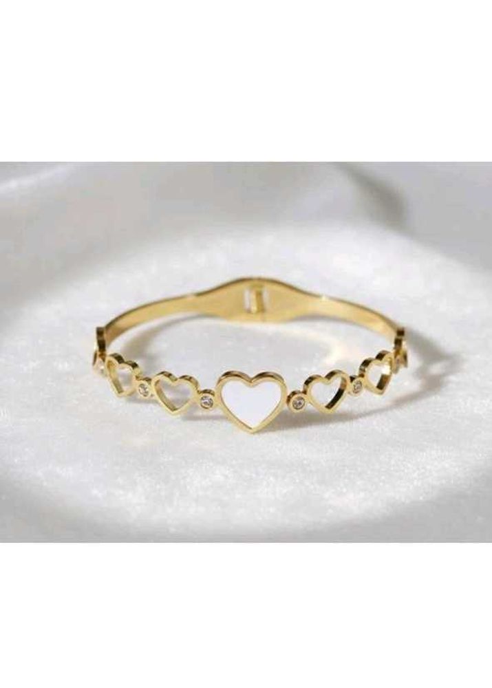 Chic Heart Charm Bangle Bracelet