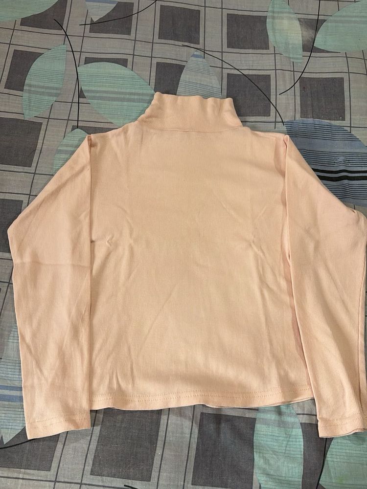 Soft Pink Turtleneck Top