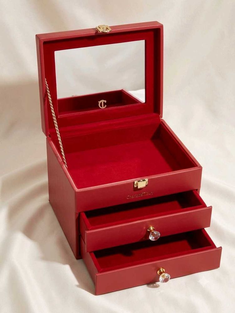 Charlotte tilbury Elegant Red Jewelry Box with Mir
