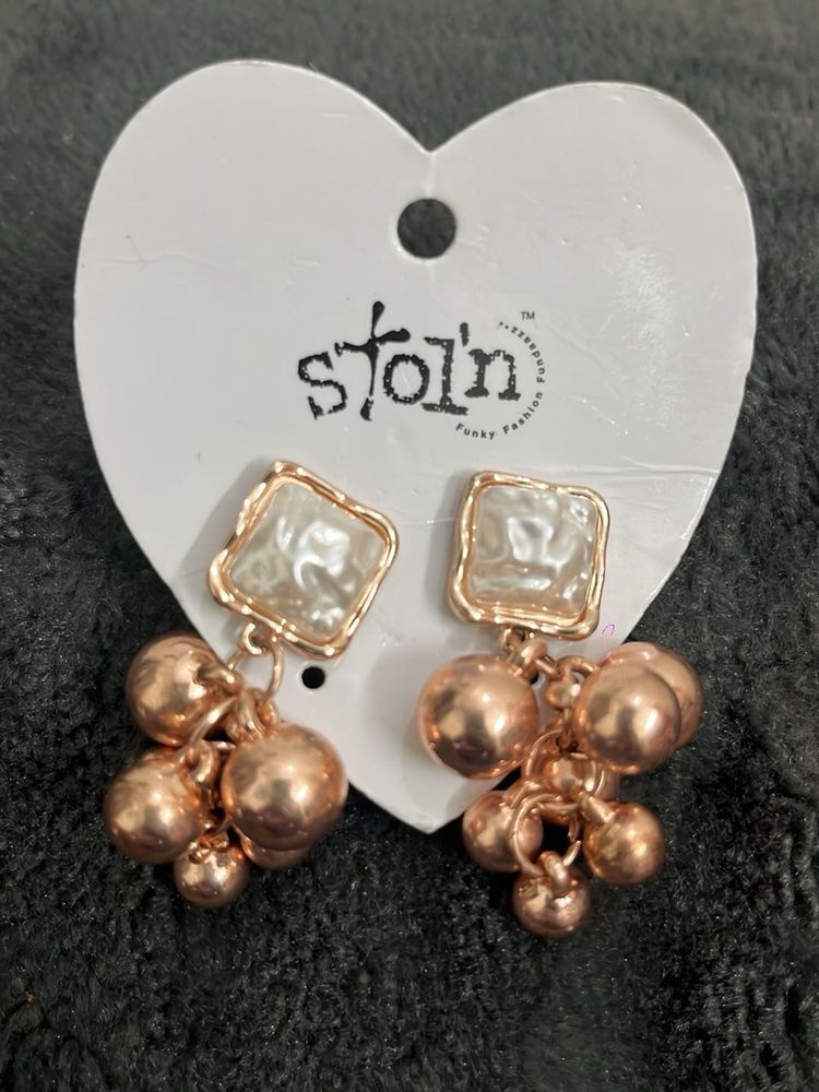 Chic Rose Gold Ball Drop Earrings