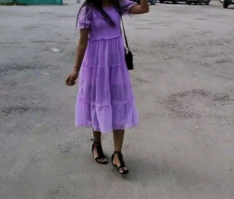 Lavender Tiered Midi Dress