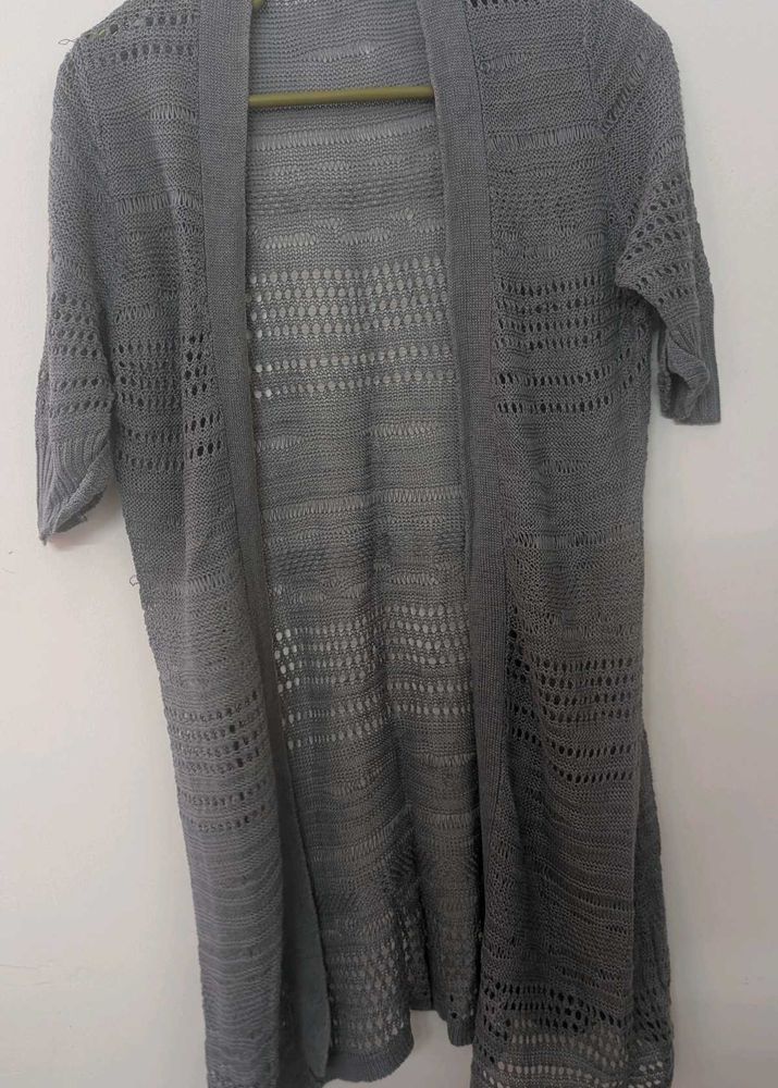 Gray Knit Open Front Shrug