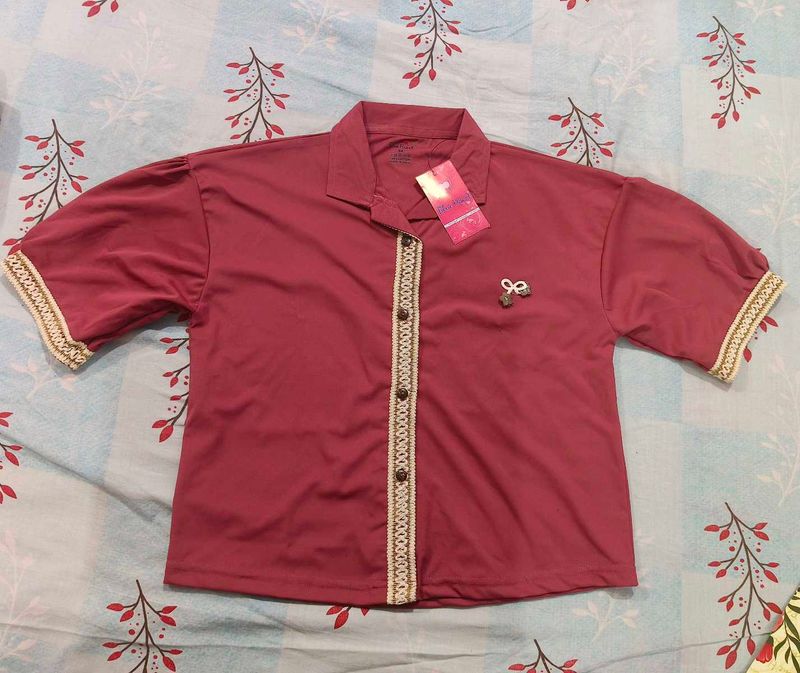 Rusty red puff sleeve top