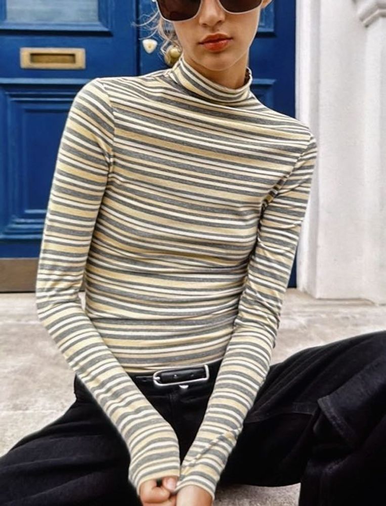 Striped Turtleneck Top