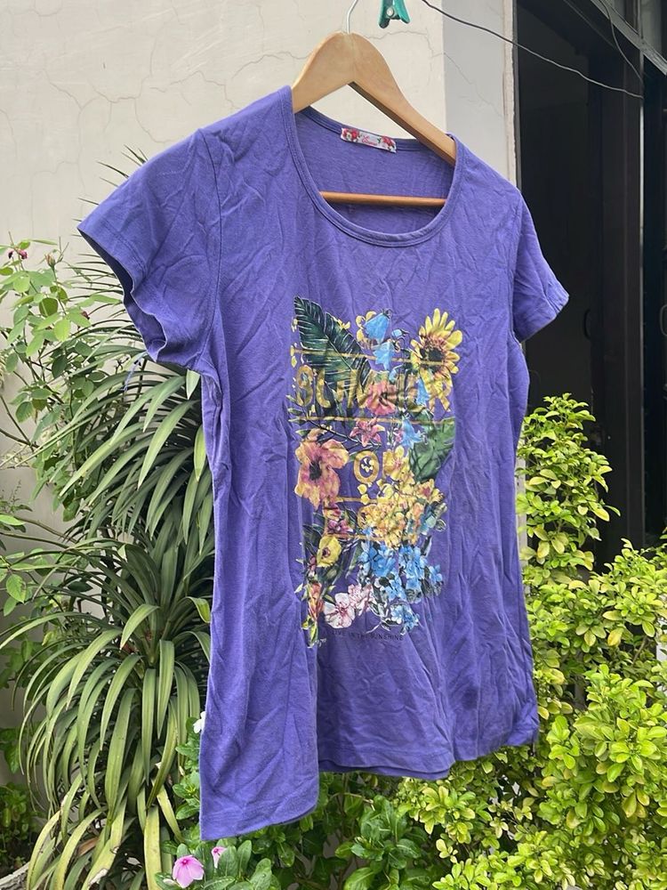 Purple Graphic Print T-Shirt