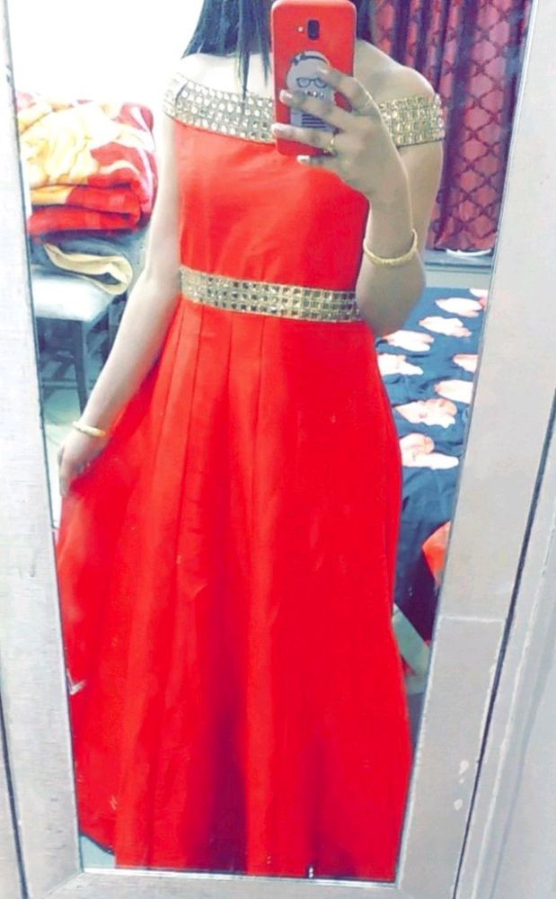 Elegant Red Off-Shoulder Gown