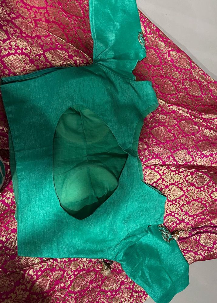 Elegant Green and Pink Silk Legenga Choli