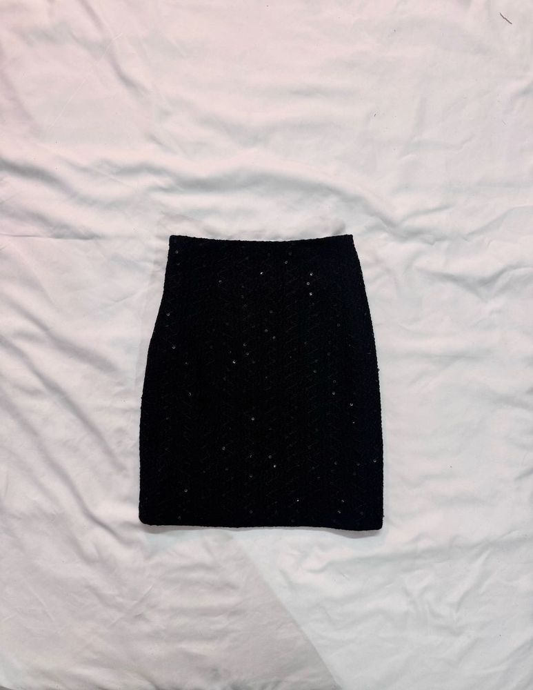 Black Sequin Mini Skirt