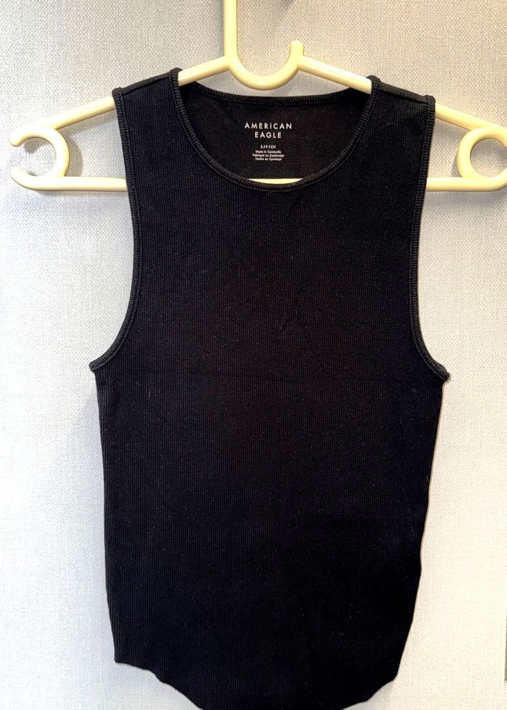 American Eagle Black Ribbed Tank Top