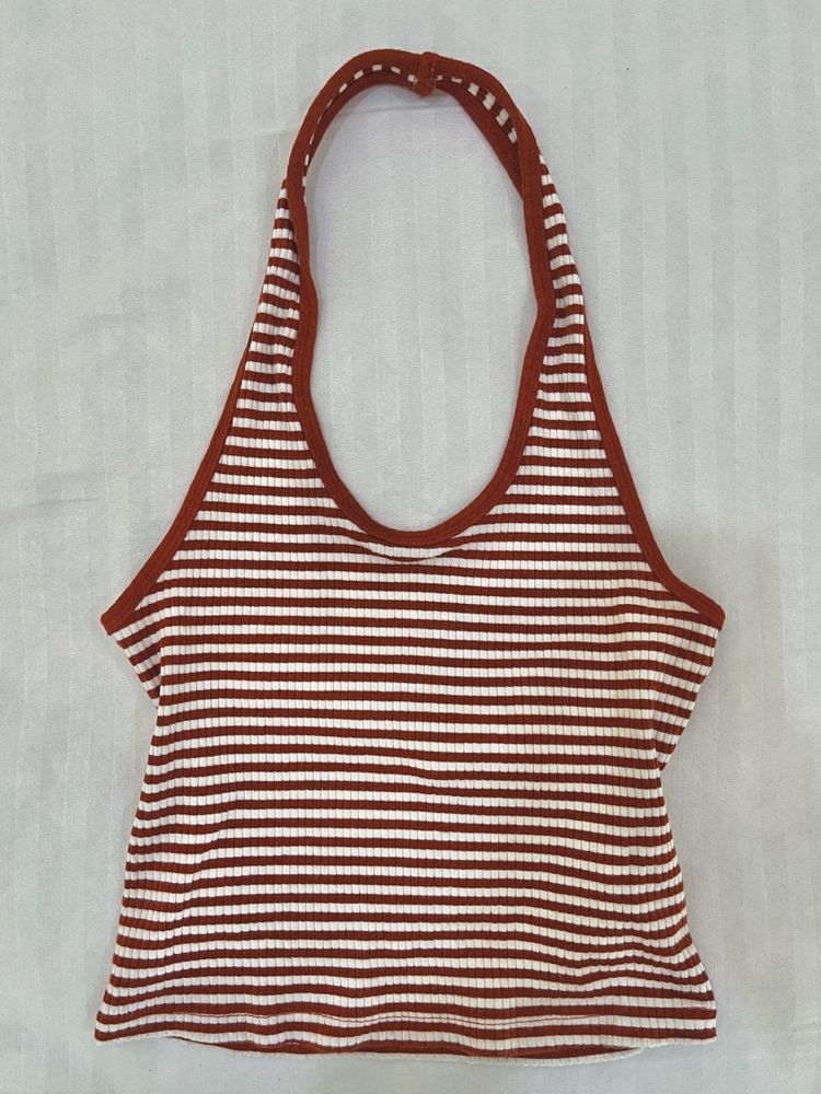 Forever 21 Stripped Halter Neck Top