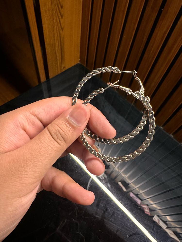 Hoop Earrings and Pearl Ring