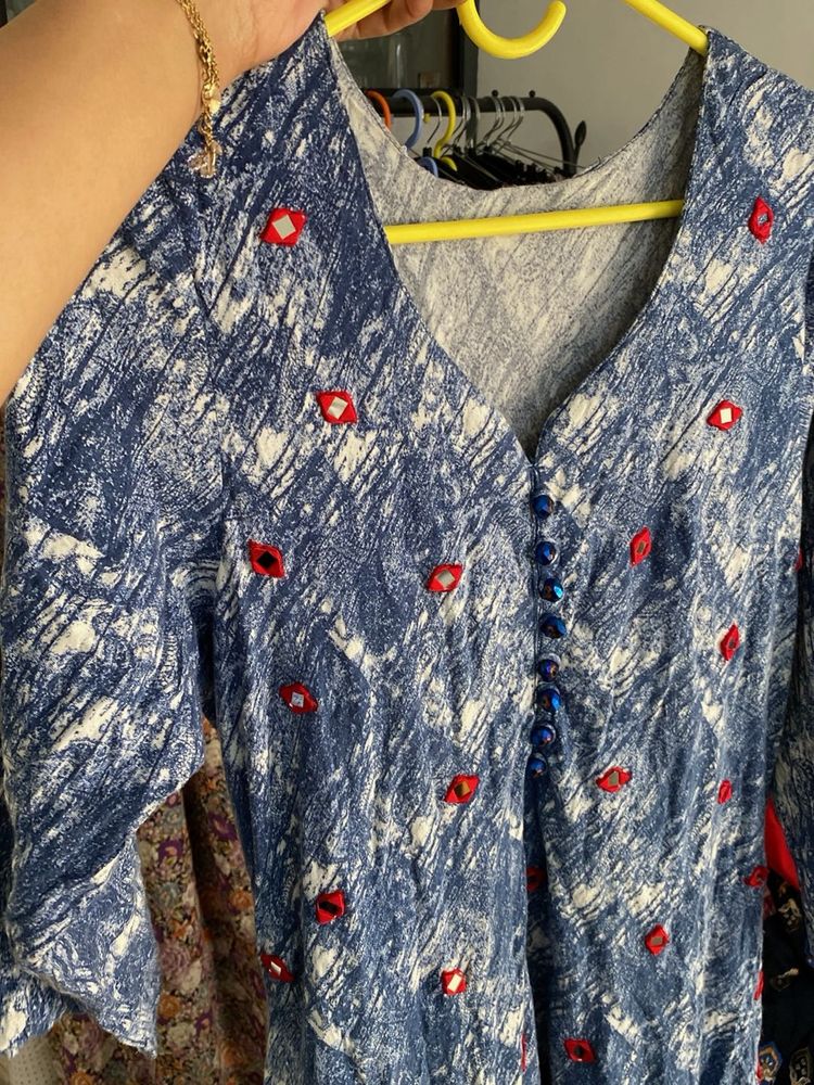 Blue Printed Kurta