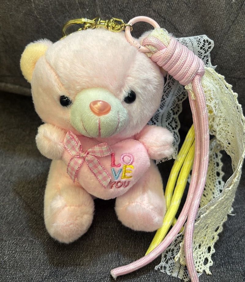 Cute Pink Teddy Bear Keychain
