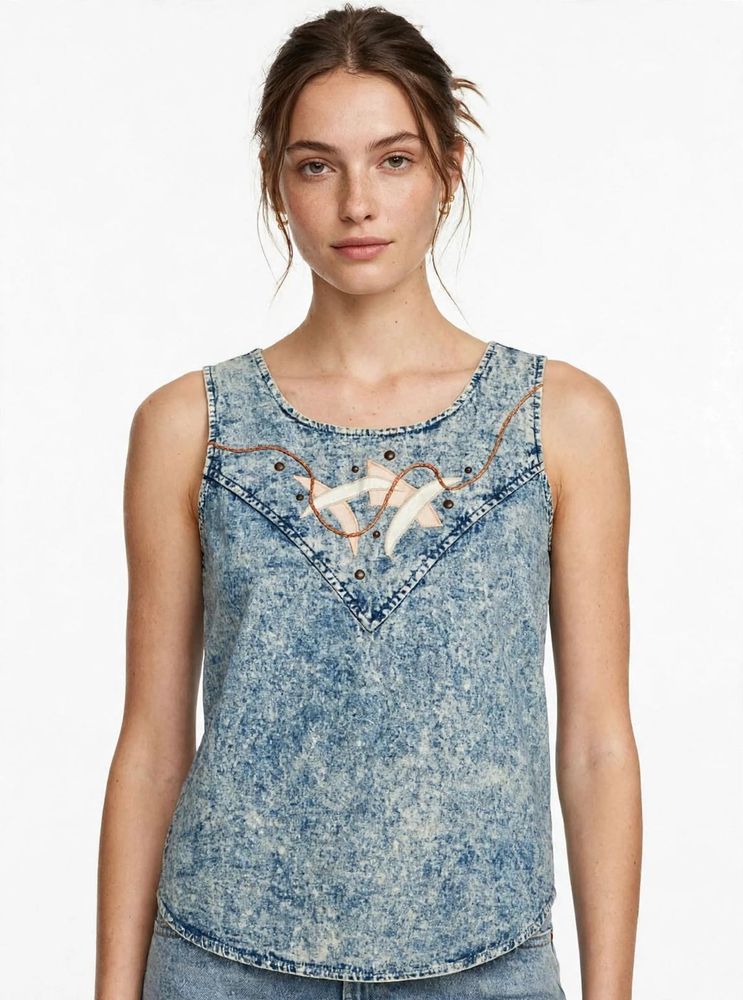 Vintage Wash Denim Western Top
