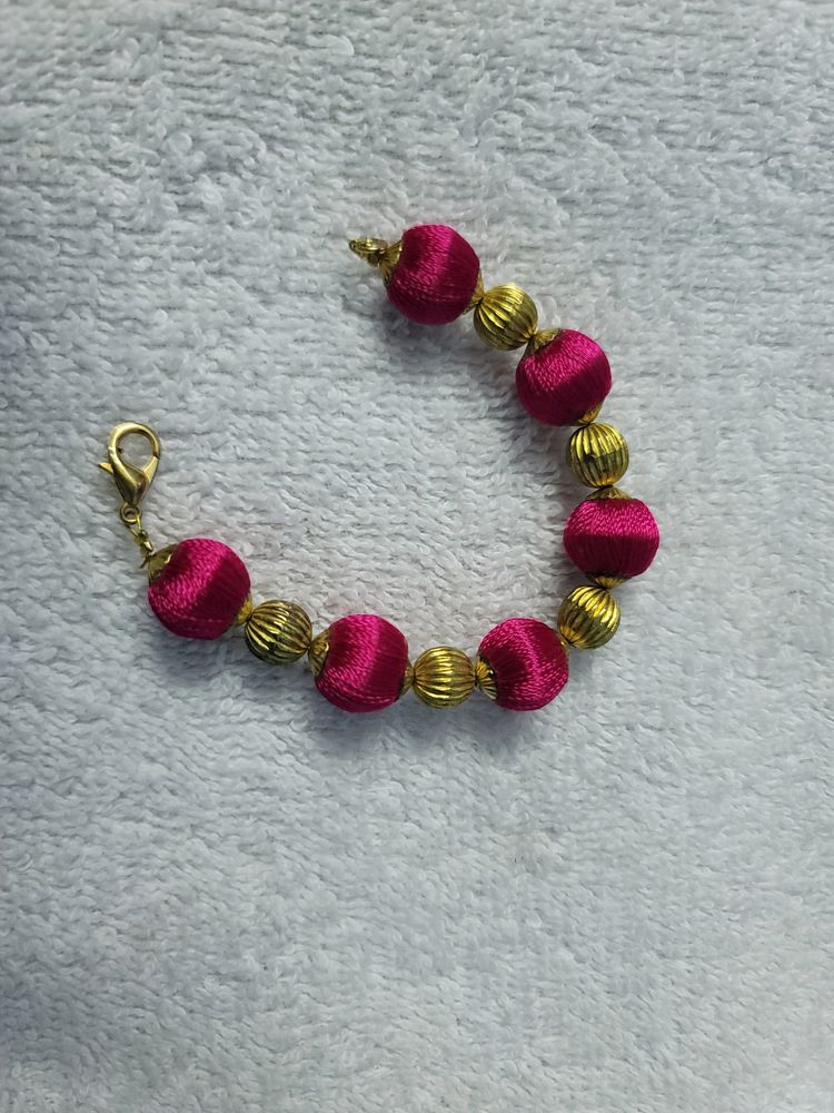 Cute Pink Silk Thread Bracelet For Babies