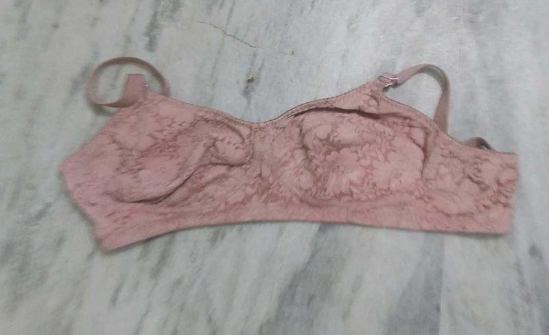 Lace Trimmed Pink Bra