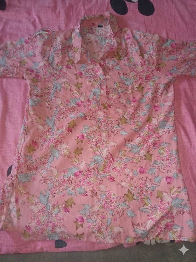 Pink Floral Print Kurta